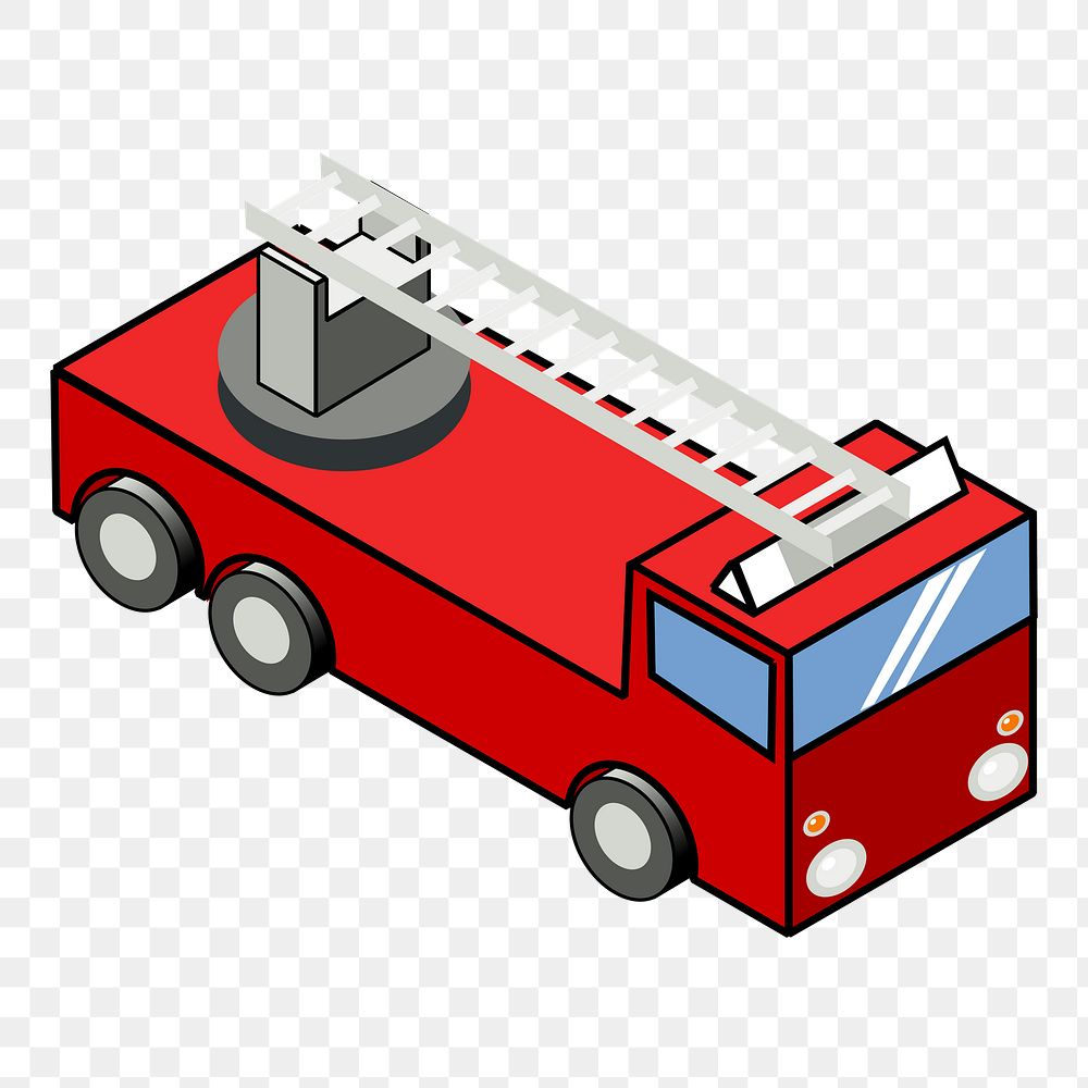 Fire truck png illustration, transparent background. Free public domain CC0 image.