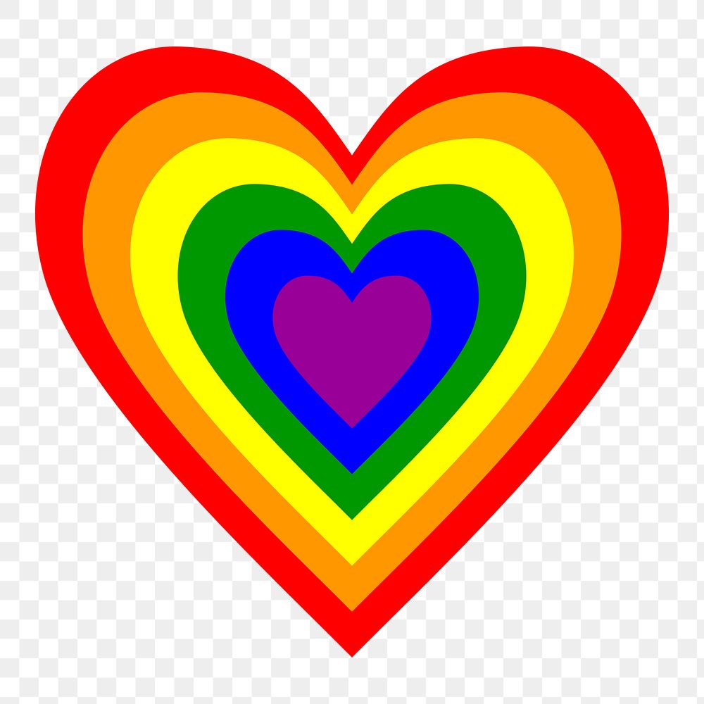 LGBTQ rainbow heart png sticker, transparent background. Free public domain CC0 image.
