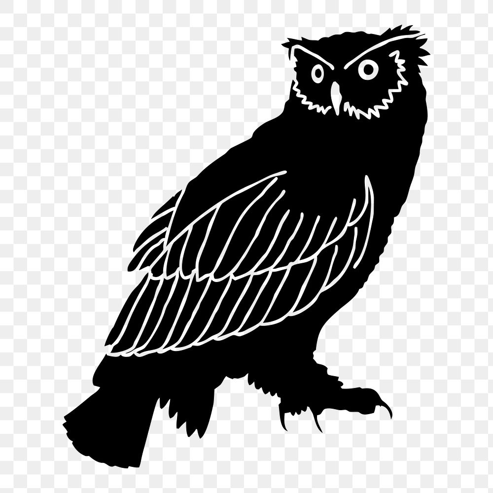 PNG Owl silhouette clipart, transparent background. Free public domain CC0 image.