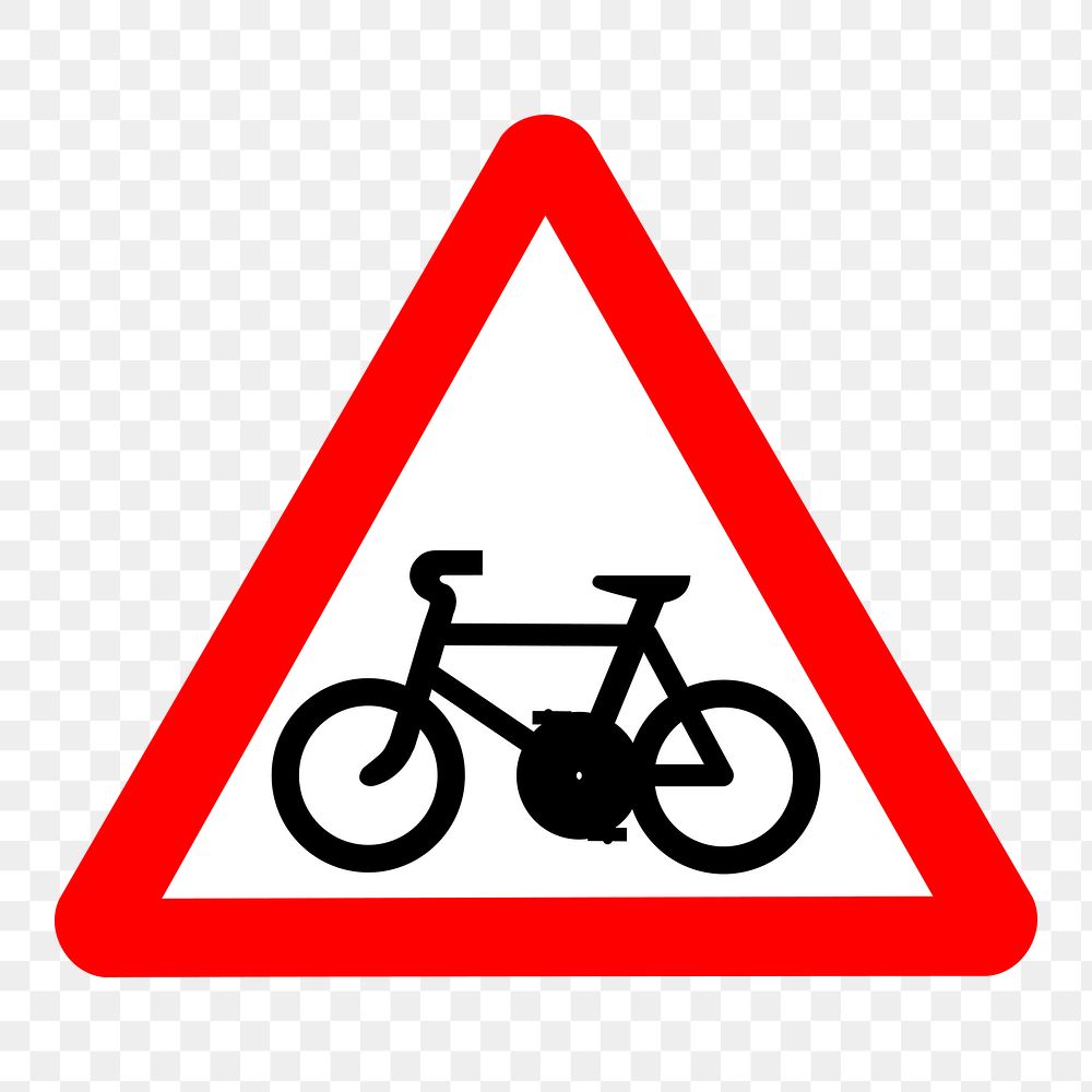 PNG Bicycle traffic sign clipart, transparent background. Free public domain CC0 image.