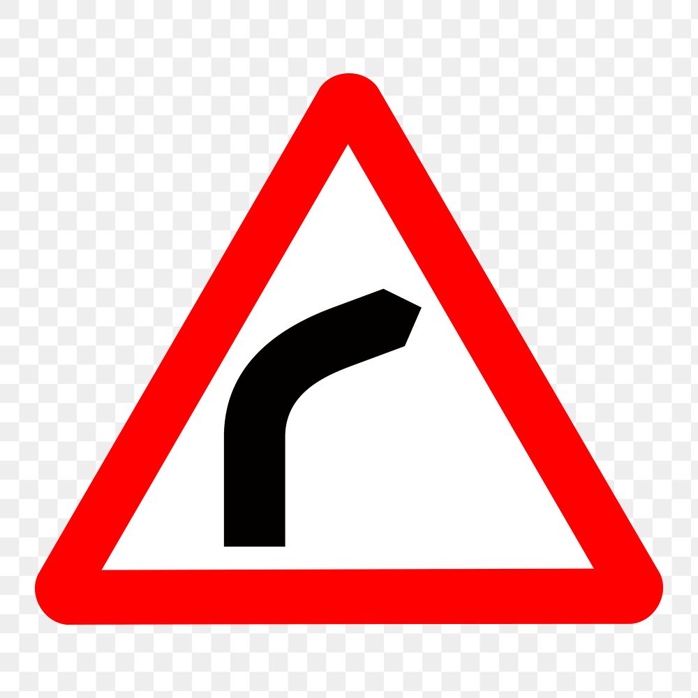 PNG Right bend traffic sign clipart, transparent background. Free public domain CC0 image.