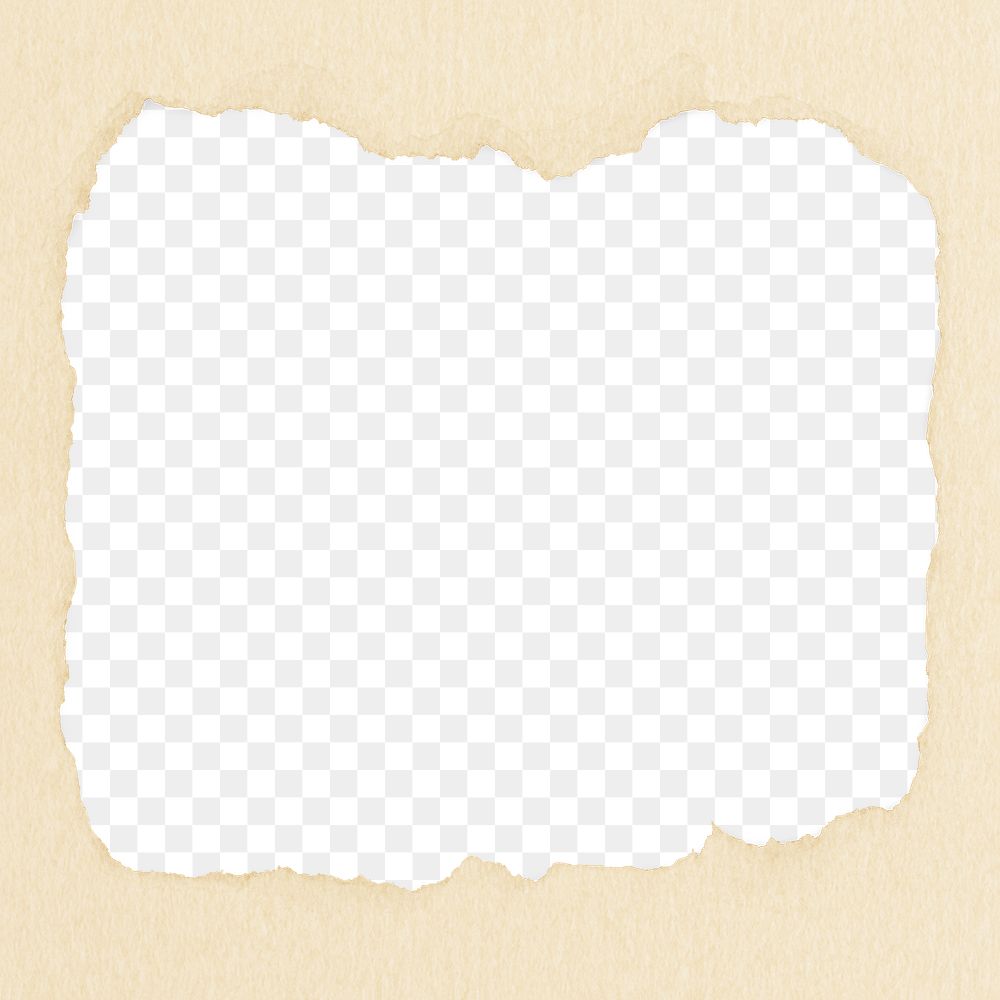 Beige ripped paper png frame, transparent background