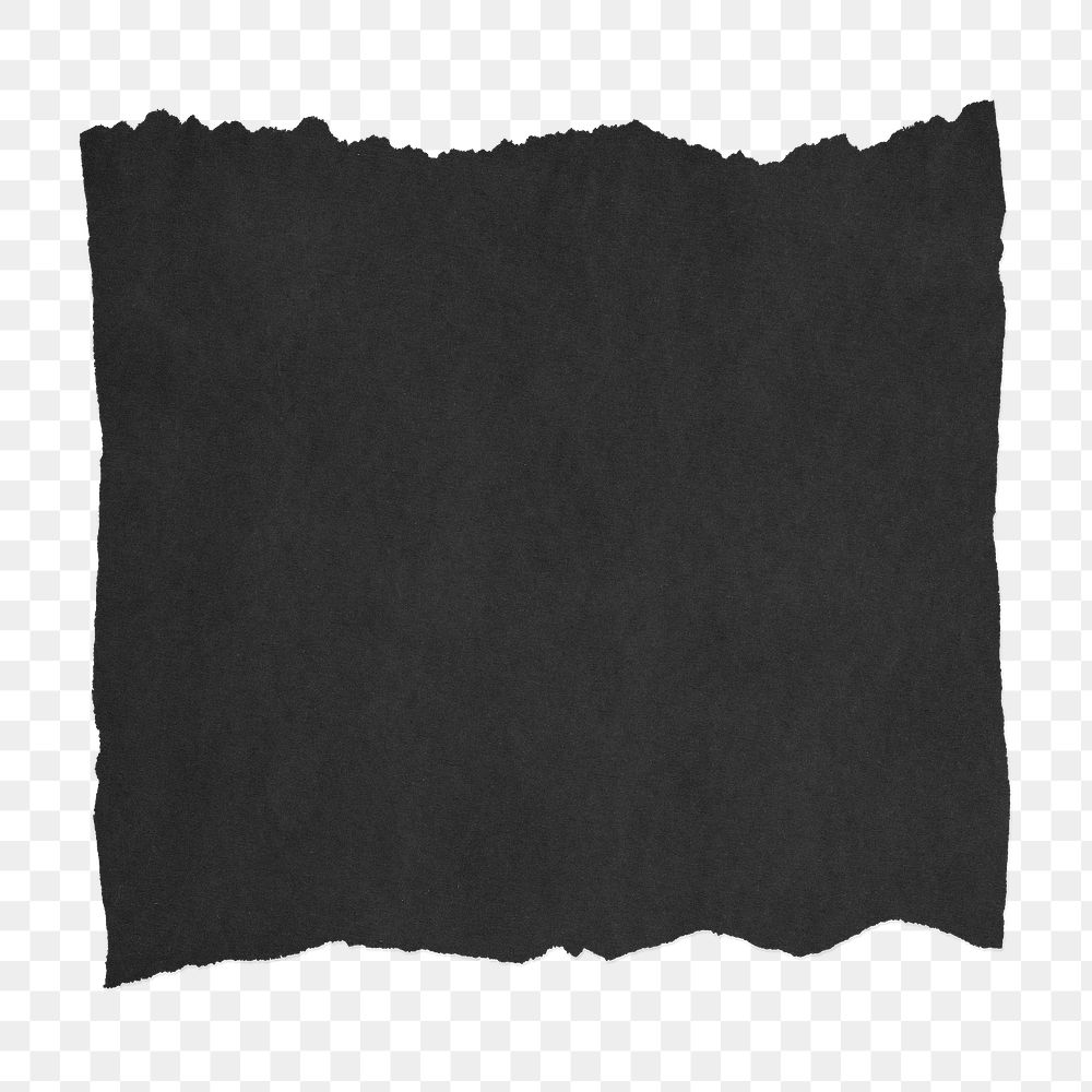 Black ripped paper png sticker, transparent background
