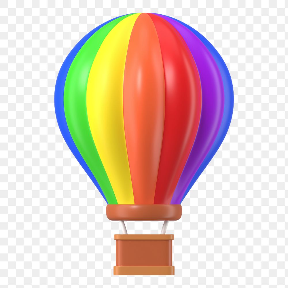 Air balloon  png sticker, 3D rendering, transparent background