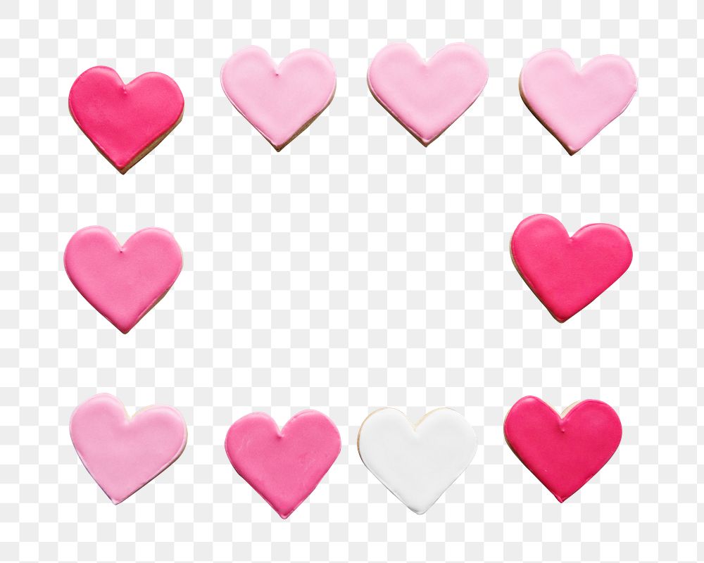 PNG pink hearts, valentines day blank space in transparent background