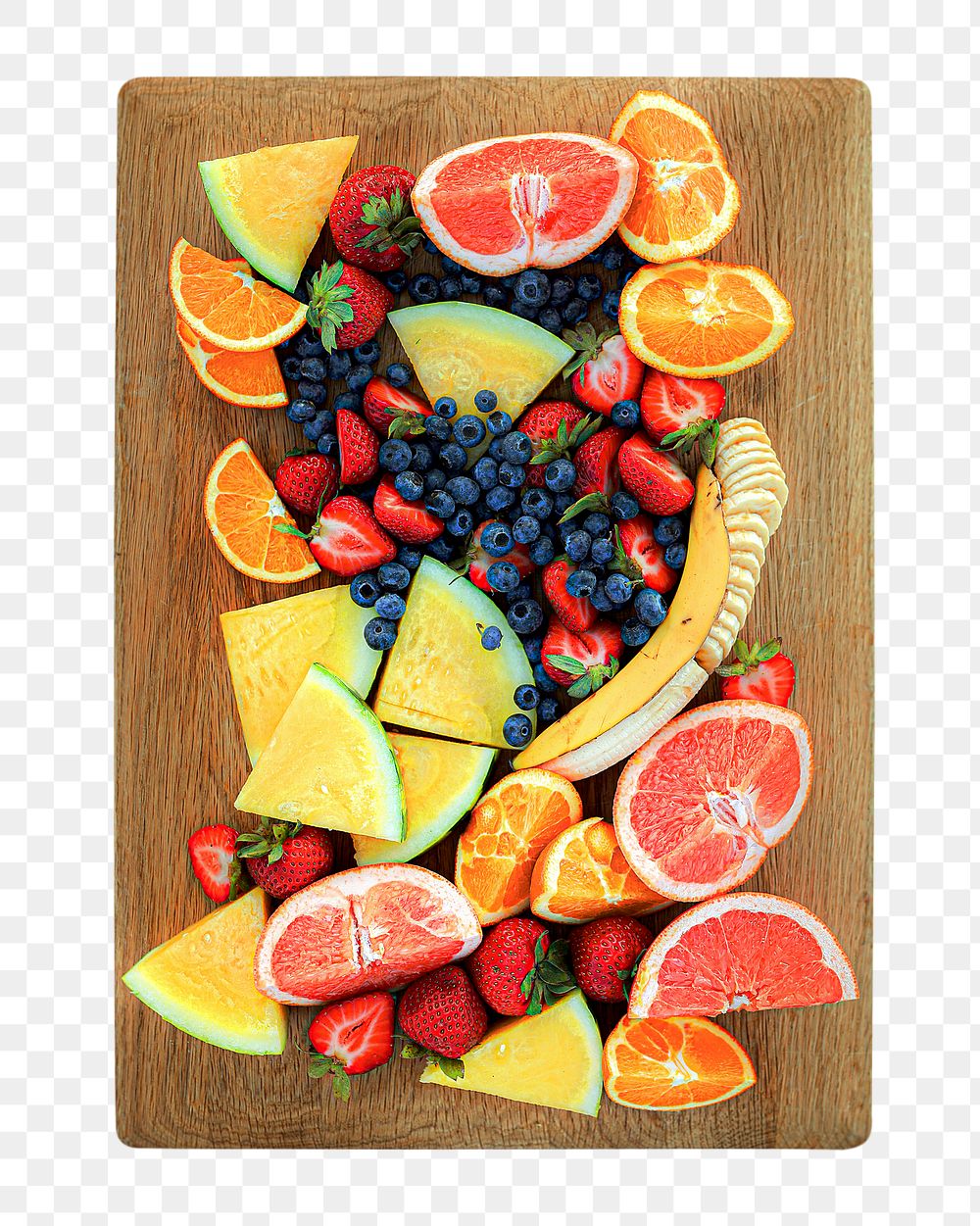 Fruit board png, fresh food for picnic in transparent background