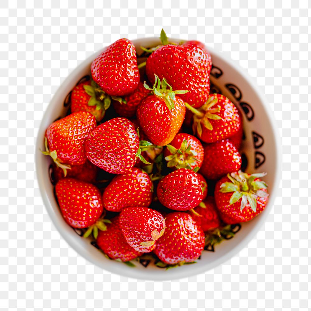 Fruit png strawberries in a bowl in transparent background