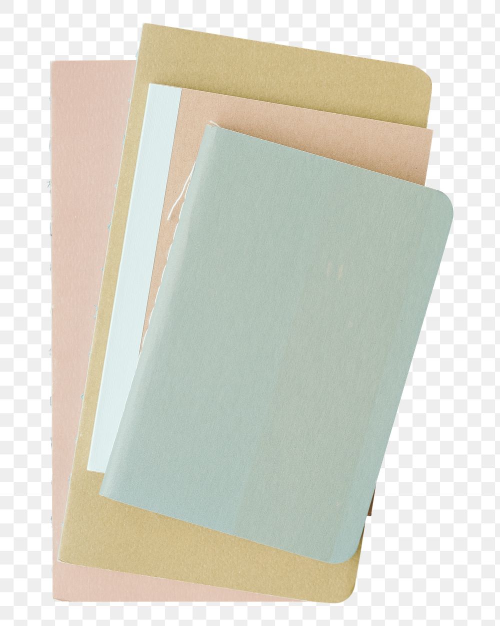 Minimal png stationery notebooks stacked in transparent background