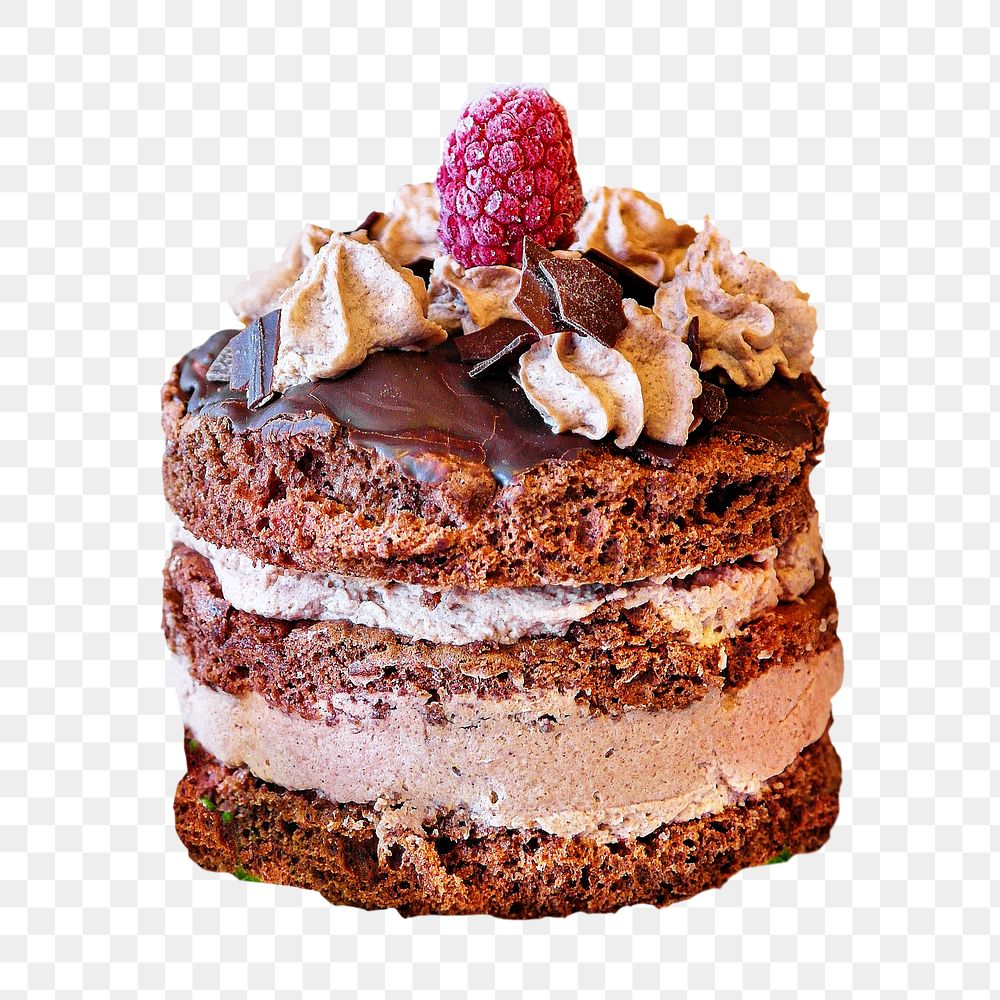 Chocolate cake png dessert sticker, transparent background