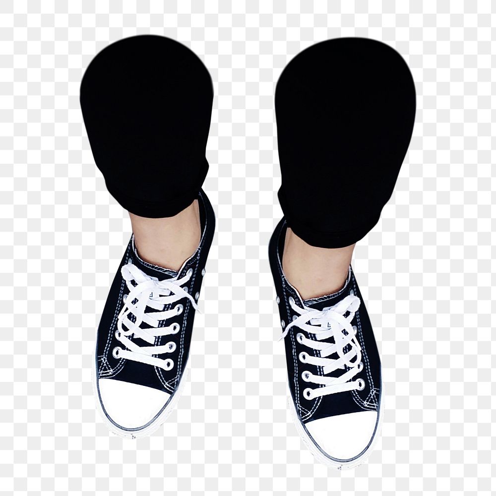 Black sneakers png sticker, transparent background