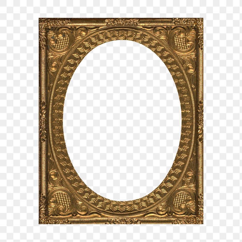 Gold frame png sticker, transparent background