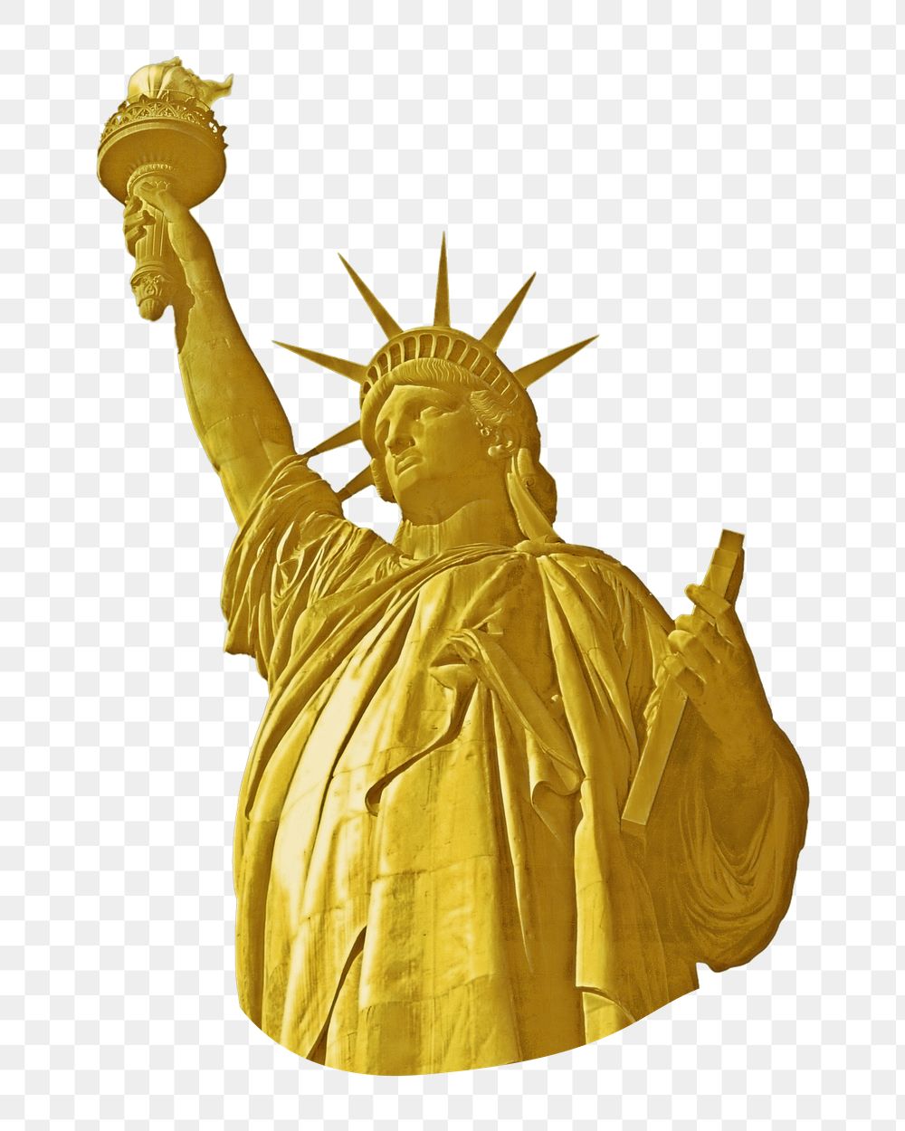 Gold Liberty statue png , transparent background