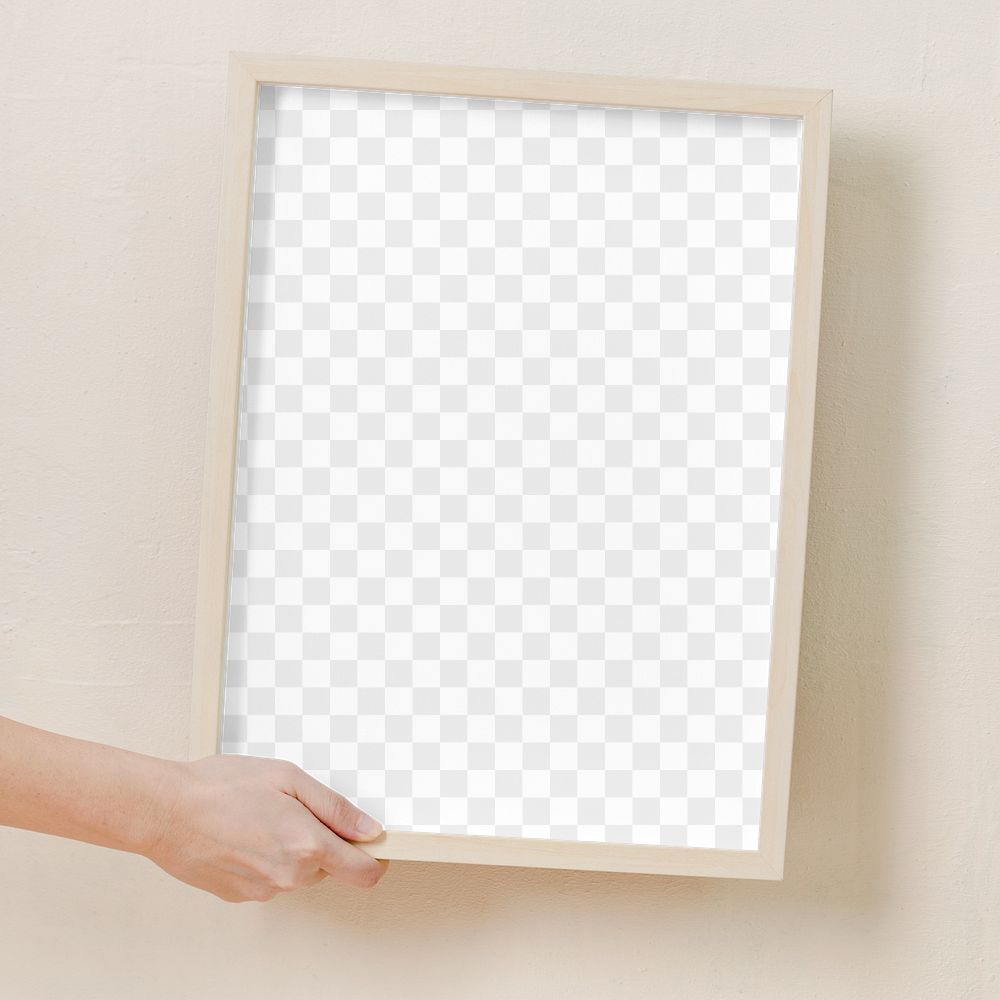 Photo frame png transparent mockup, wooden design