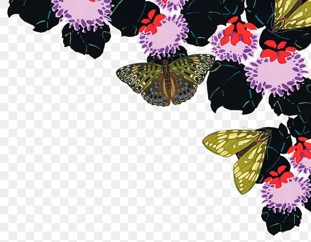 E.A. Séguy's butterfly png frame, transparent background. Remixed by rawpixel.