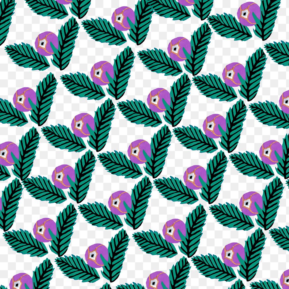 E.A. S&eacute;guy's flower png pattern, transparent background, remixed by rawpixel