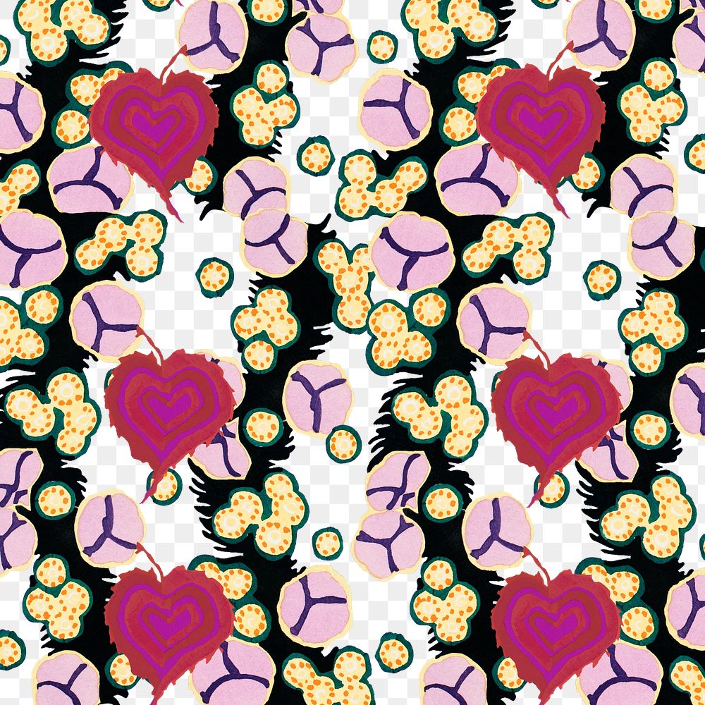 Pink exotic flower png pattern, transparent background, remixed from the artwork of E.A. Séguy