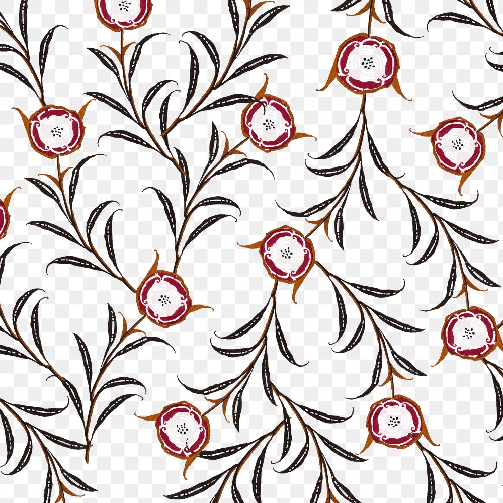 E.A. Séguy's leaf png pattern, transparent background, remixed by rawpixel