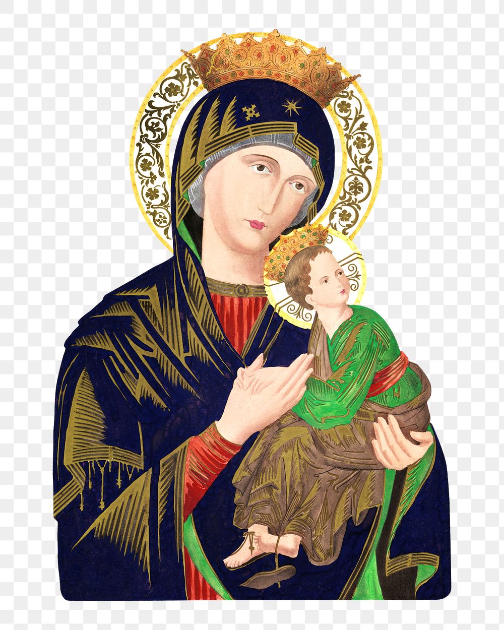 Png S. Maria de Perpetuo Succursu, Our Lady of Perpetual Help on transparent background.  Remastered by rawpixel