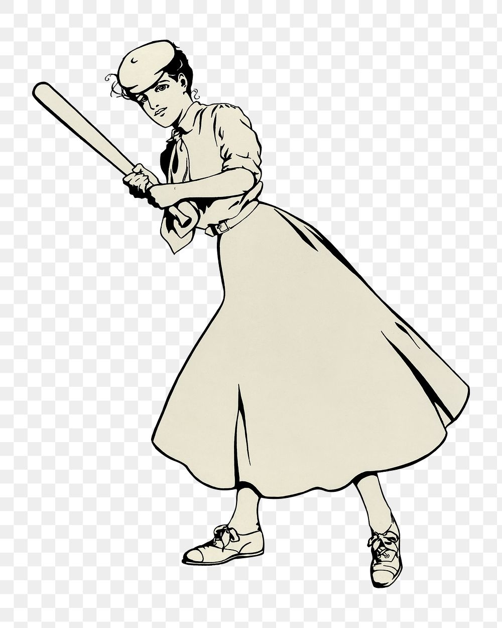 Louise Clarke's png woman baseball player on transparent background.  Remastered by rawpixel