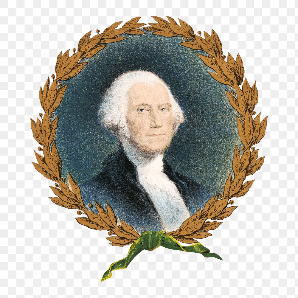 George Washington portrait png badge, transparent background.   Remastered by rawpixel
