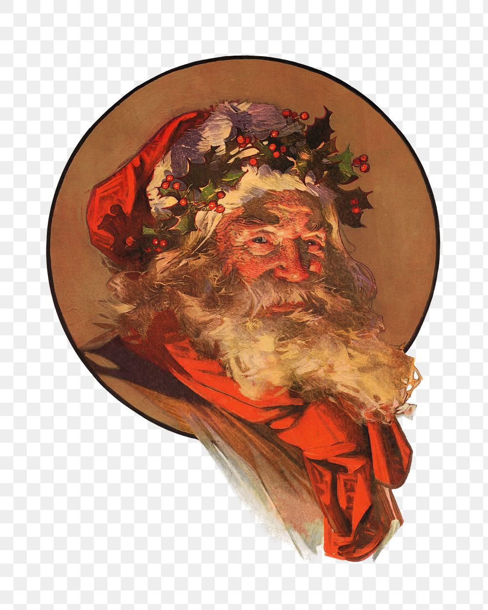 Santa Claus png sticker, vintage portrait on transparent background.  Remastered by rawpixel