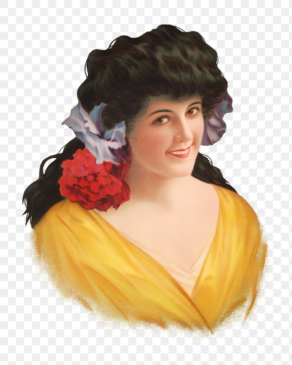 Victorian woman png smiling portrait on transparent background.   Remastered by rawpixel