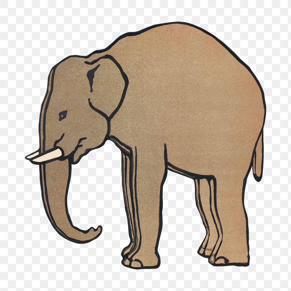 Elephant png sticker, vintage animal on transparent background.  Remastered by rawpixel