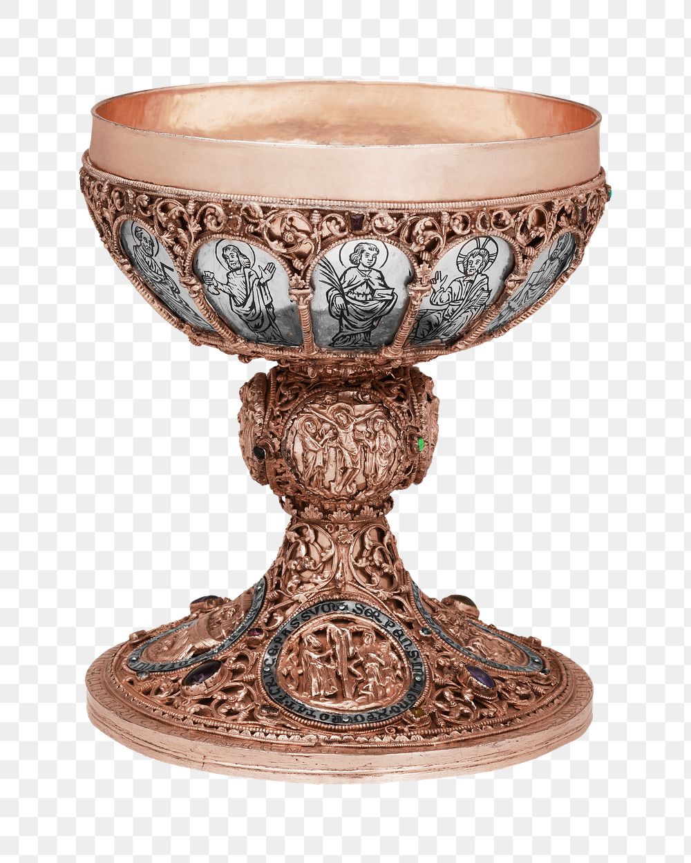 Copper chalice png goblet sticker, transparent background.    Remastered by rawpixel