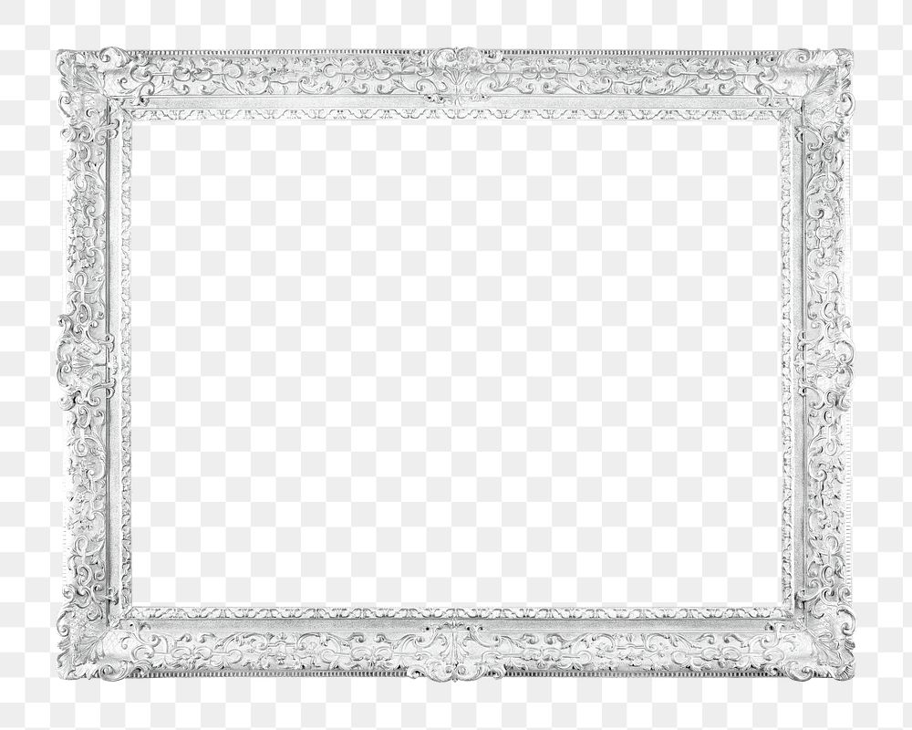 Picture frame png vintage silver sticker, transparent background. Remixed by rawpixel.