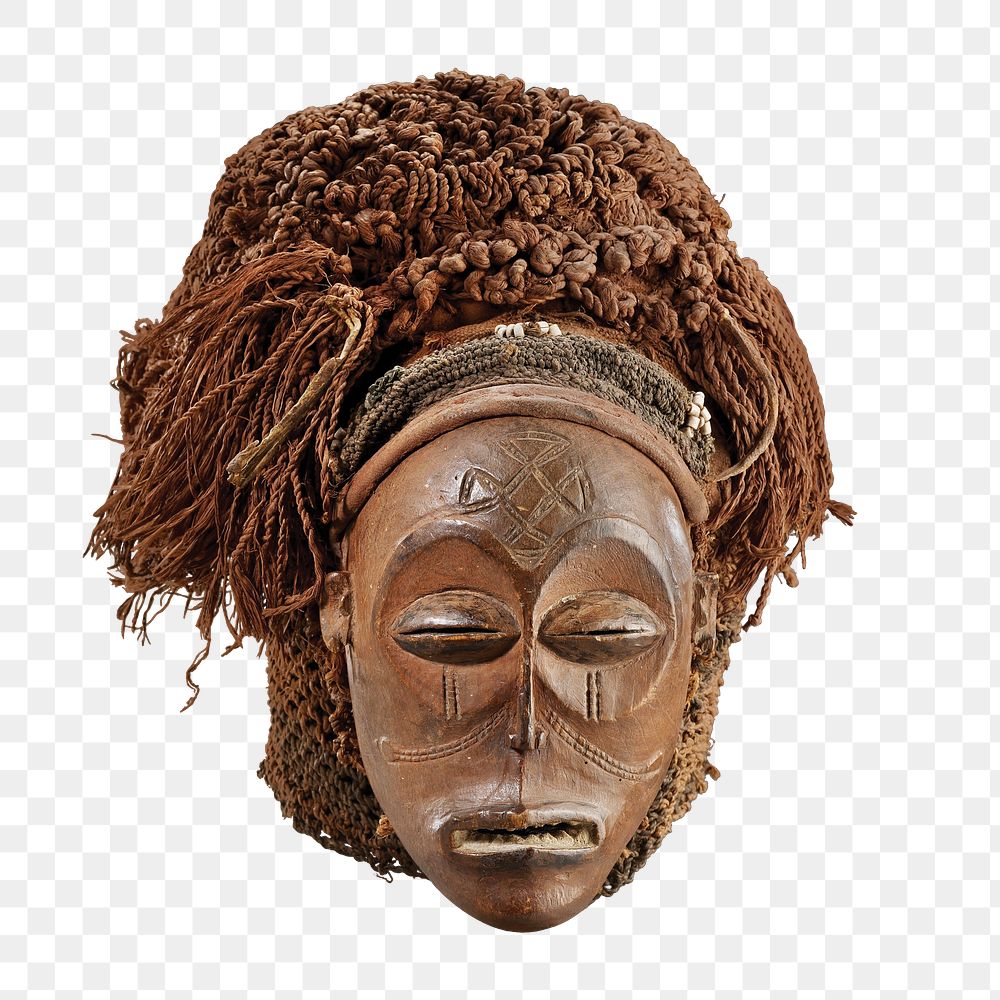 PNG African wooden mask sticker, transparent background.    Remastered by rawpixel