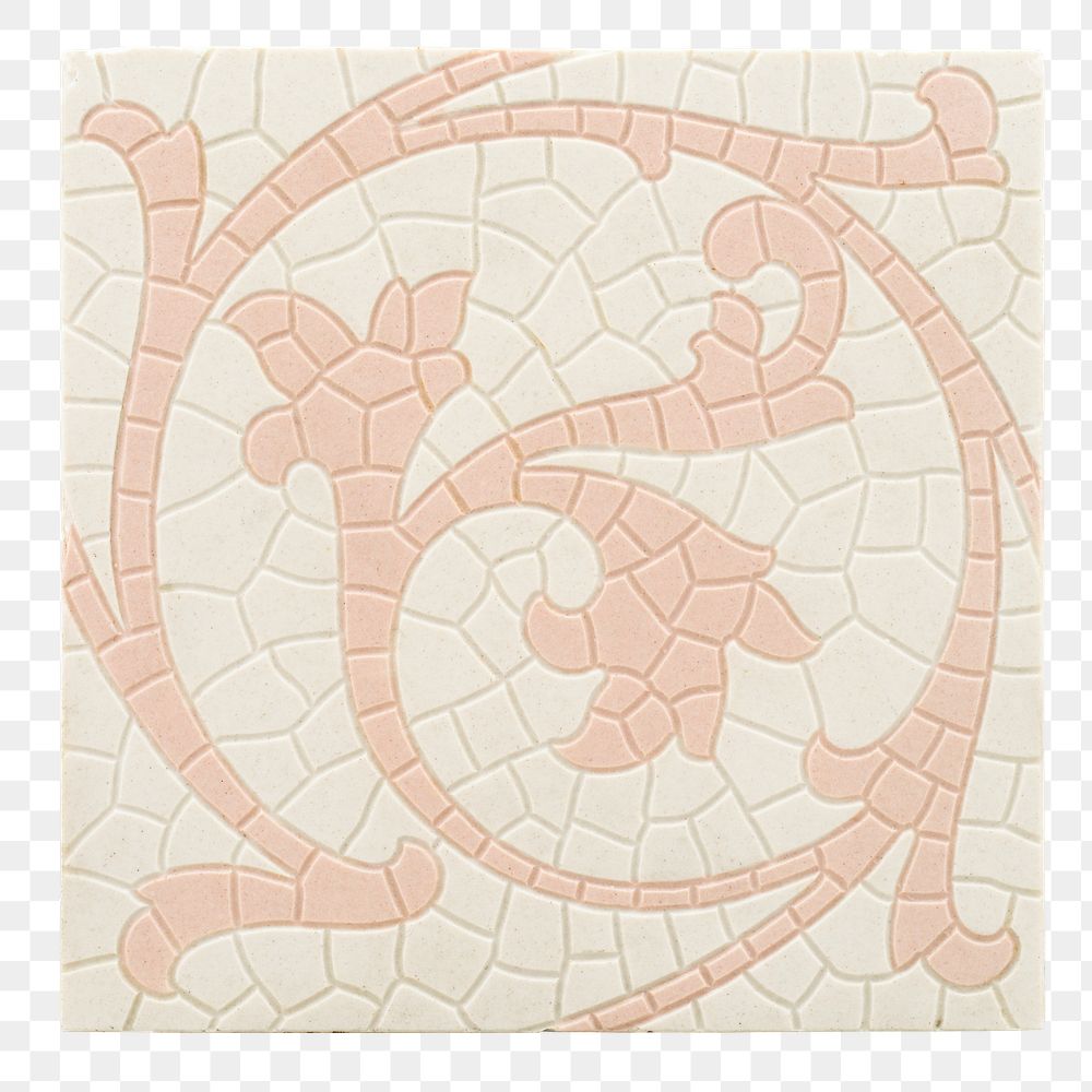 White mosaic tile png sticker, transparent background.    Remastered by rawpixel