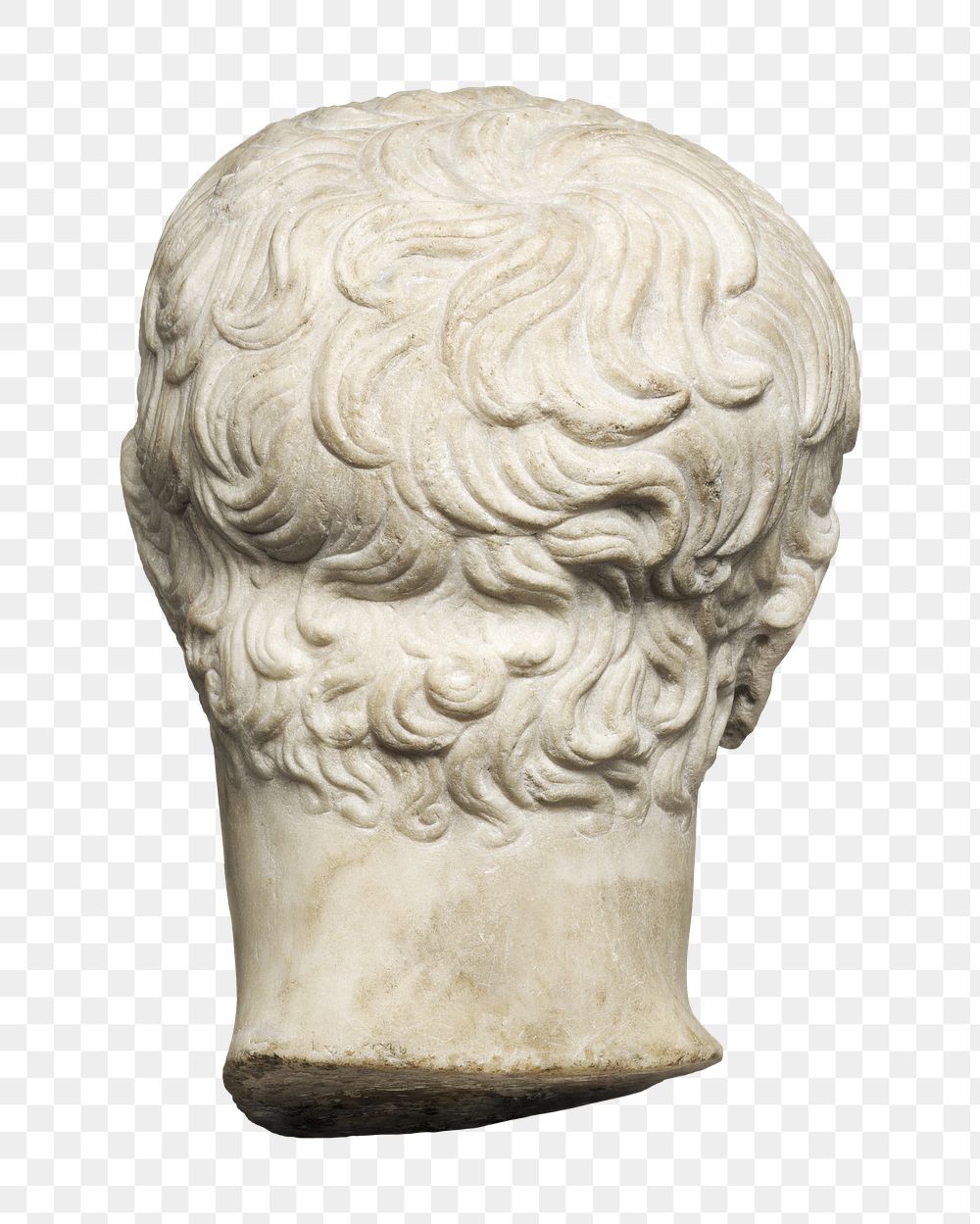 Png Marble head of a youth sculpture, rear view on transparent background.    Remastered by rawpixel