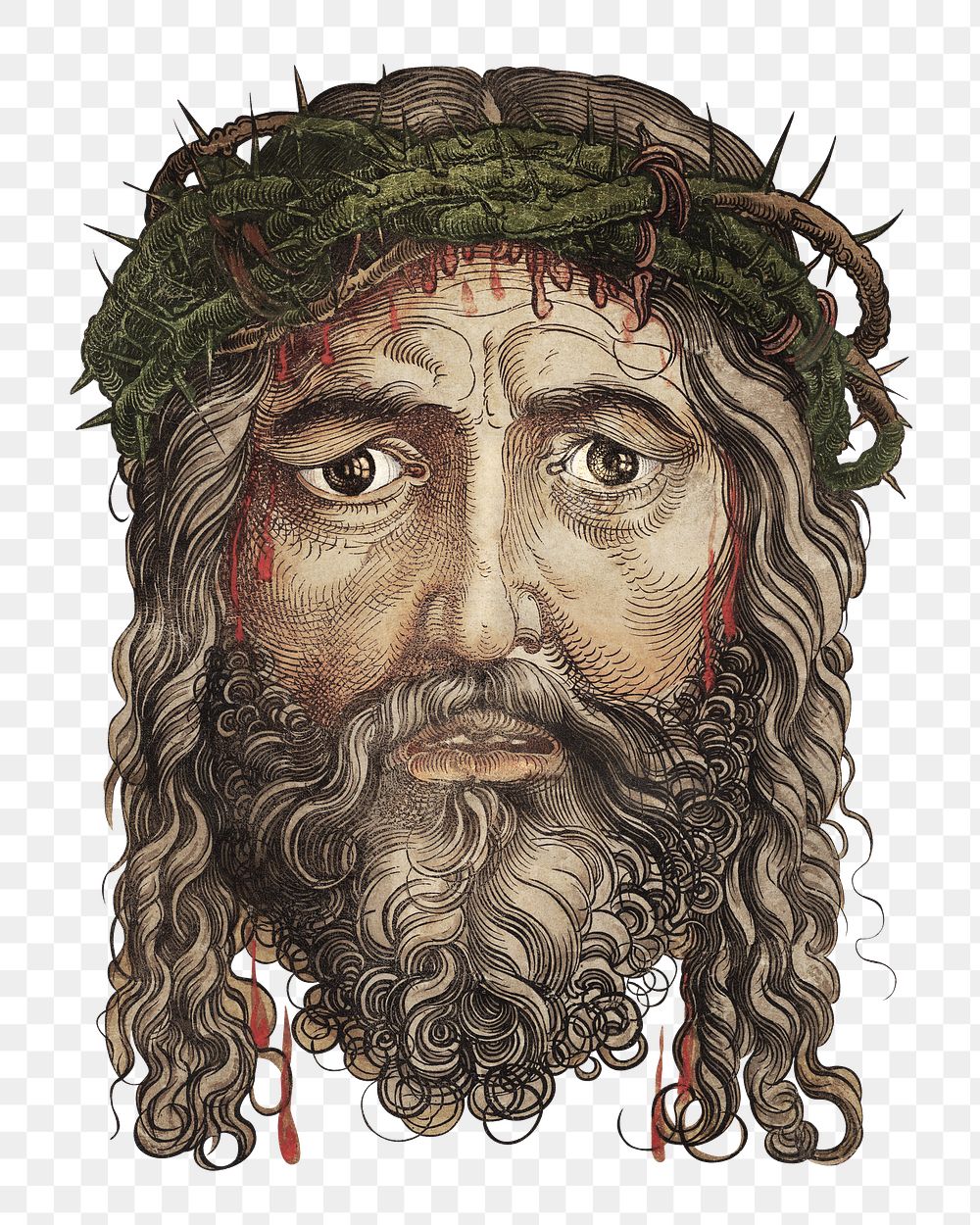 Png Head of Jesus Christ on transparent background.   Remastered by rawpixel