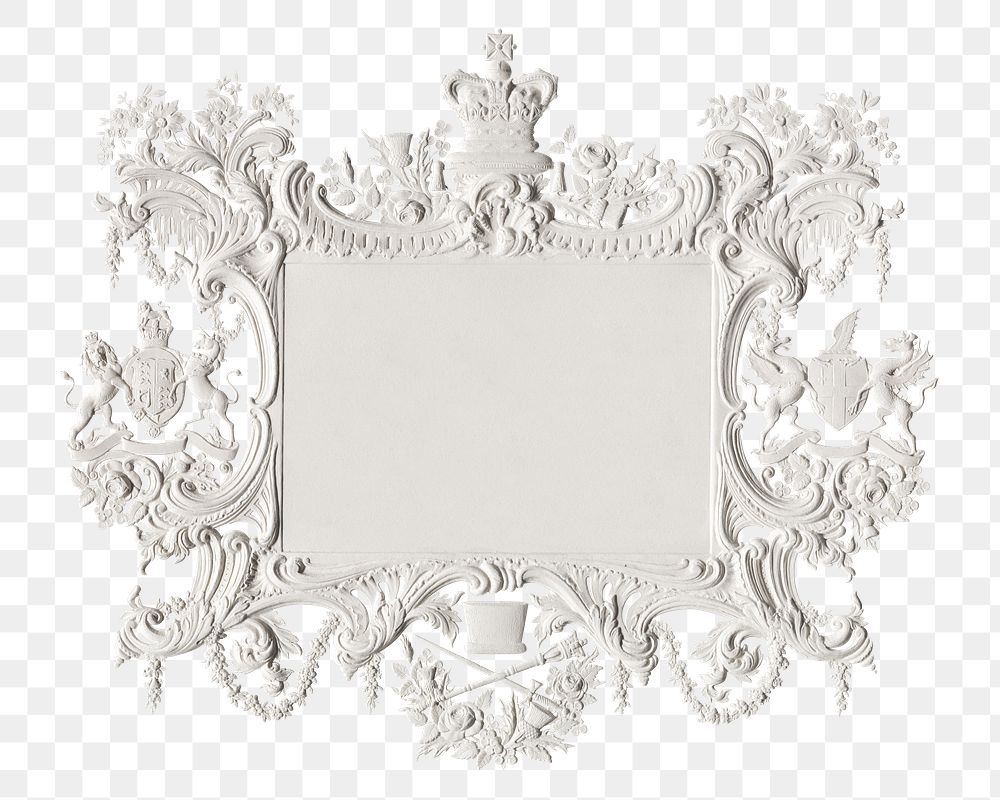 White ornamental png frame in vintage style, transparent background.   Remastered by rawpixel