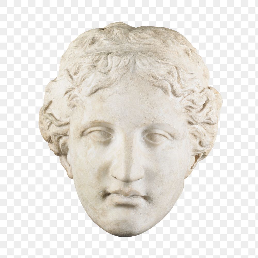 Greek woman's png head sculpture on transparent background.   Remastered by rawpixel