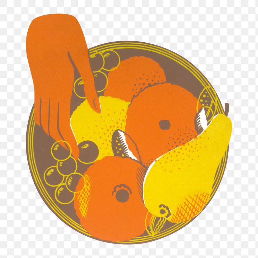 Fruit bowl png sticker, vintage illustration, transparent background.   Remixed by rawpixel.