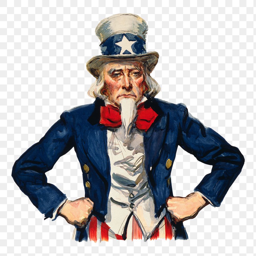 Uncle Sam png American sticker, transparent background.  Remixed by rawpixel.