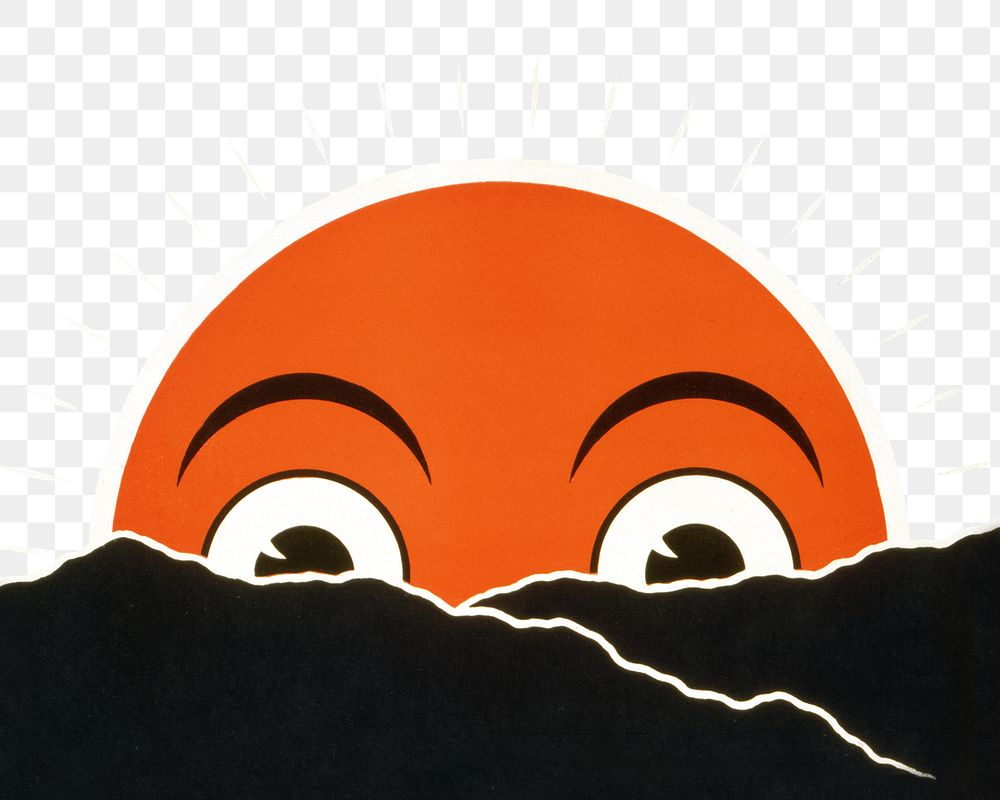 Sun rising png character sticker, transparent background.  Remixed by rawpixel.