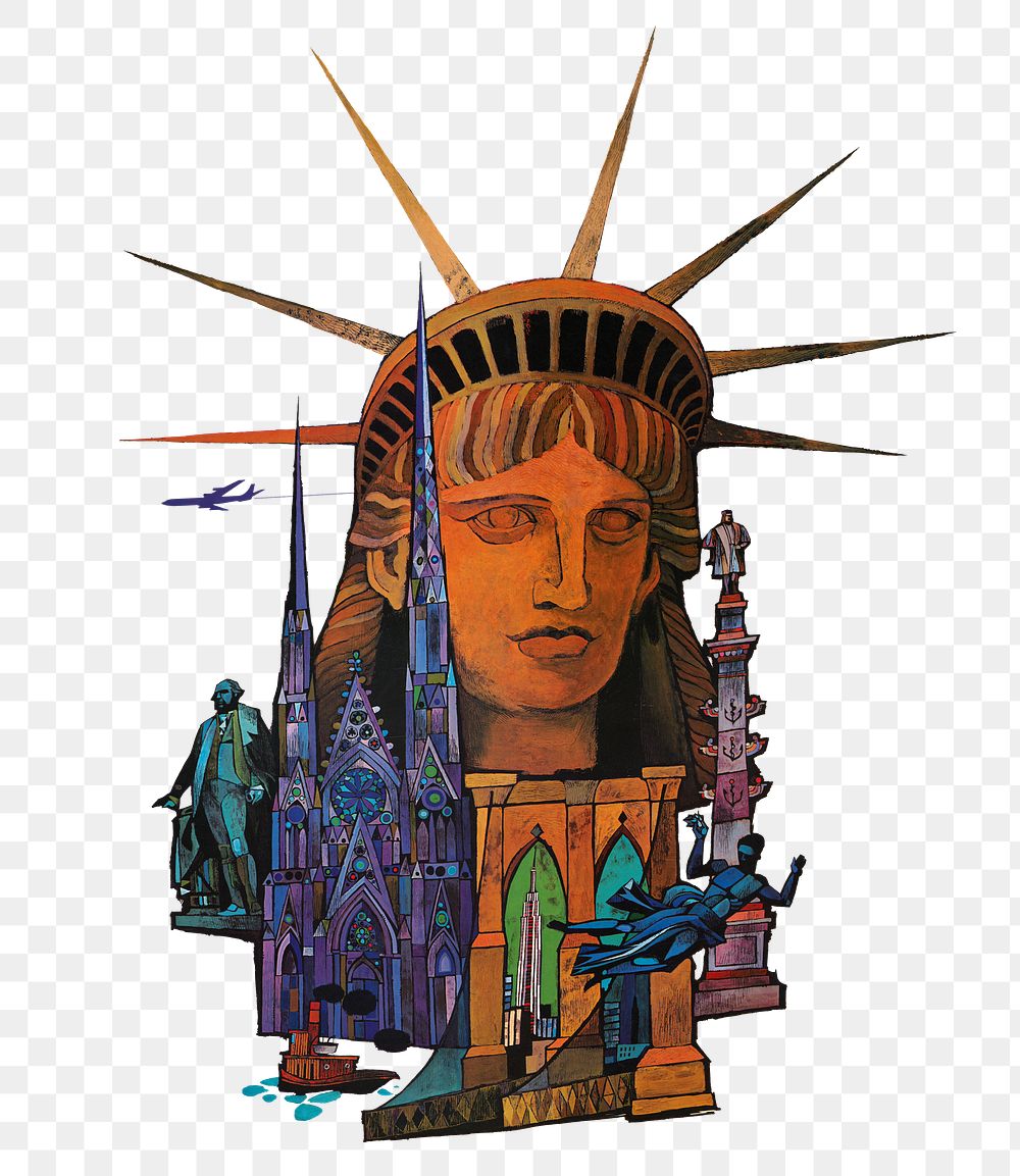 Statue of Liberty png sticker  on transparent background.   Remixed by rawpixel.