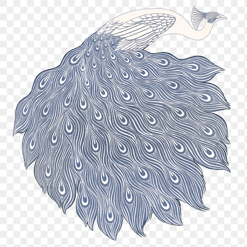 Vintage peacock png sticker, abstract animal, transparent background.  Remixed by rawpixel.