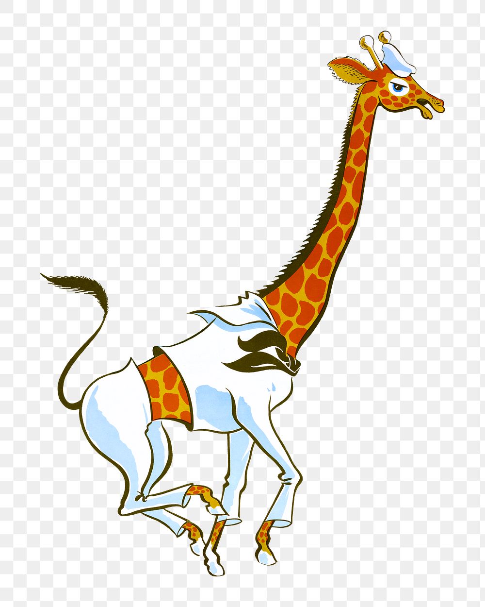 Giraffe in navy uniform cartoon illustration, transparent background.  Remixed by rawpixel.