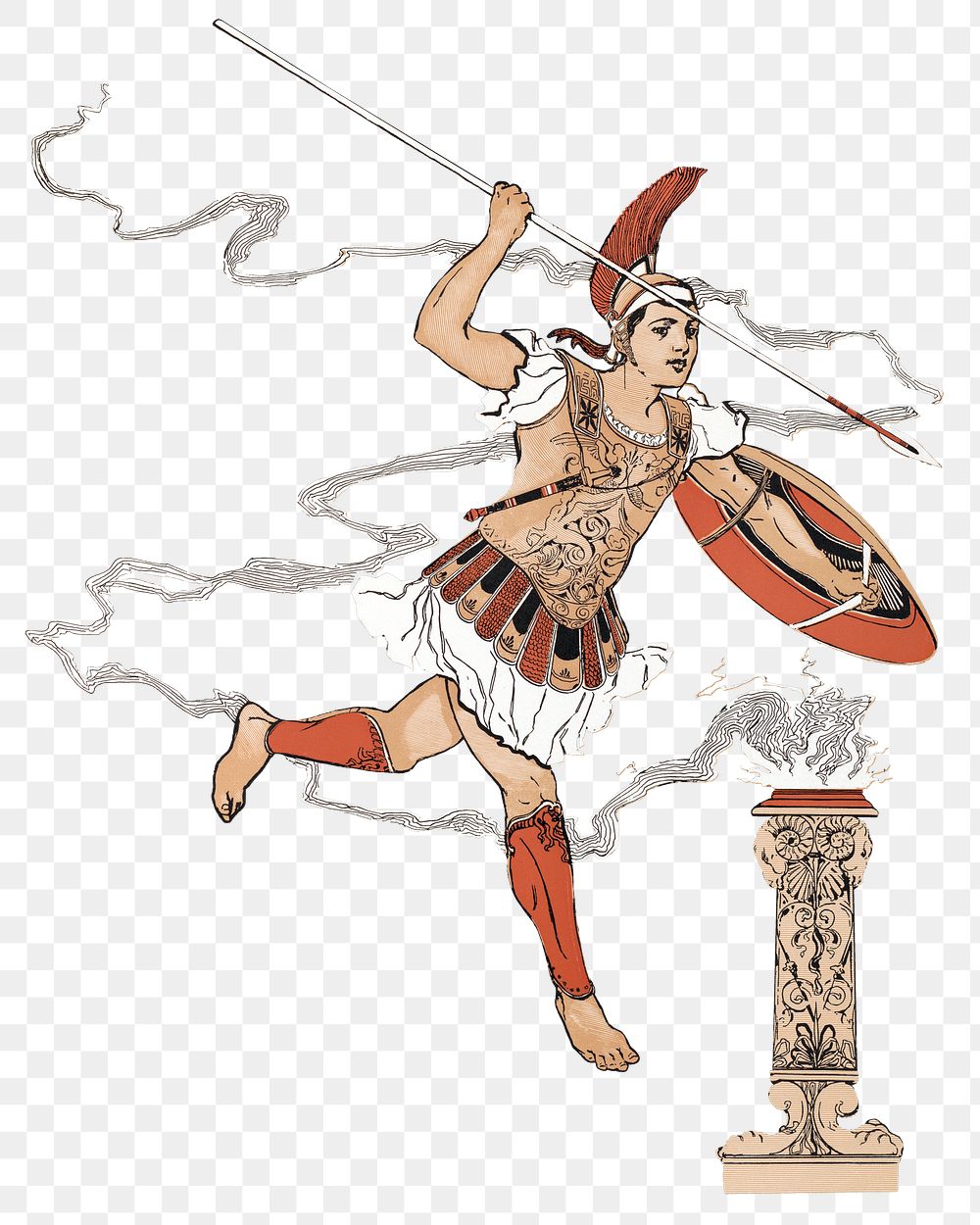 Roman gladiator png warrior sticker, transparent background.  Remixed by rawpixel.