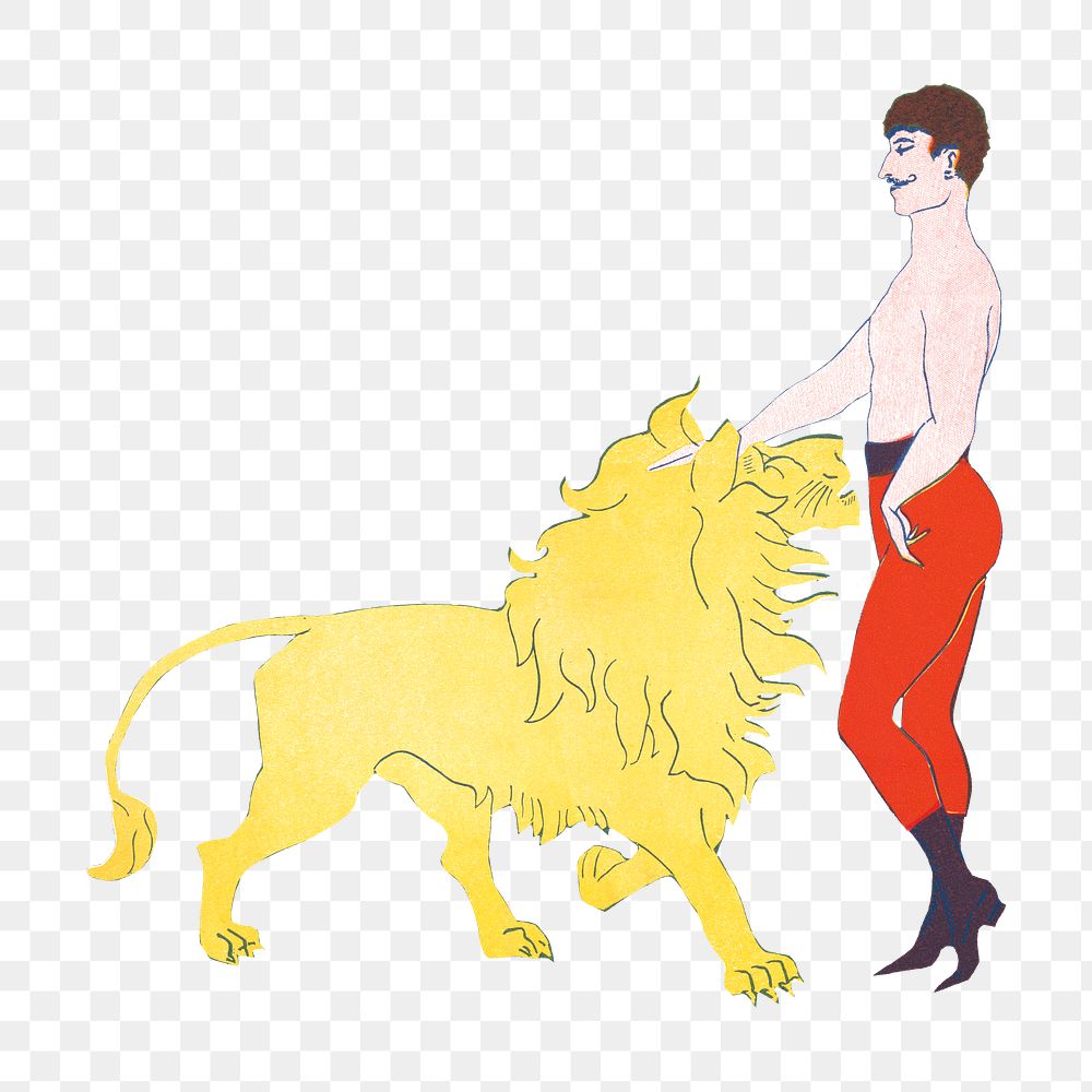 Maubikeck png sticker, the lion tamer, transparent background.  Remixed by rawpixel.