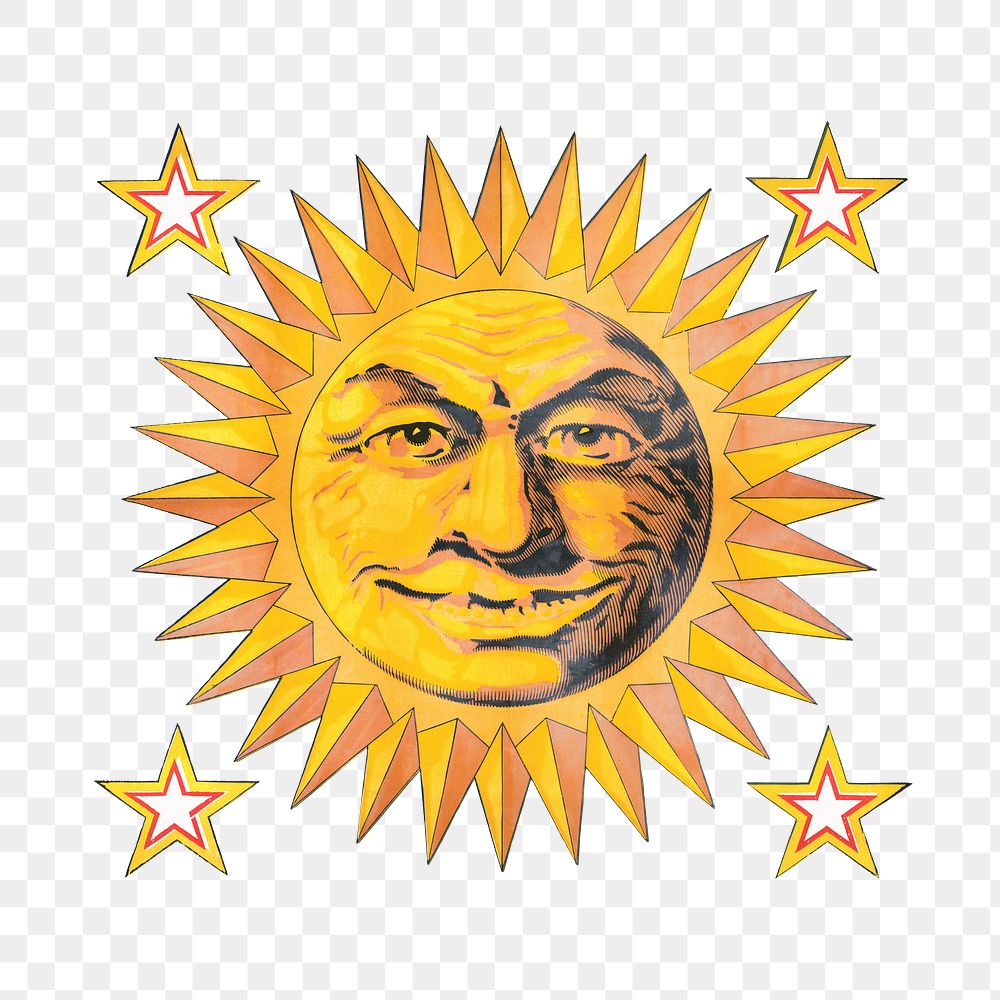 Happy sun png sticker, transparent background.  Remixed by rawpixel.
