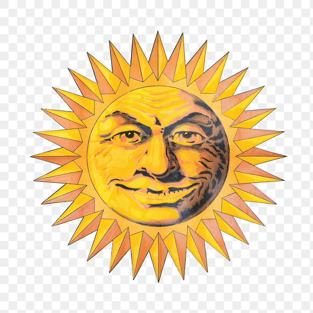 Smiling sun png sticker, transparent background.  Remixed by rawpixel.