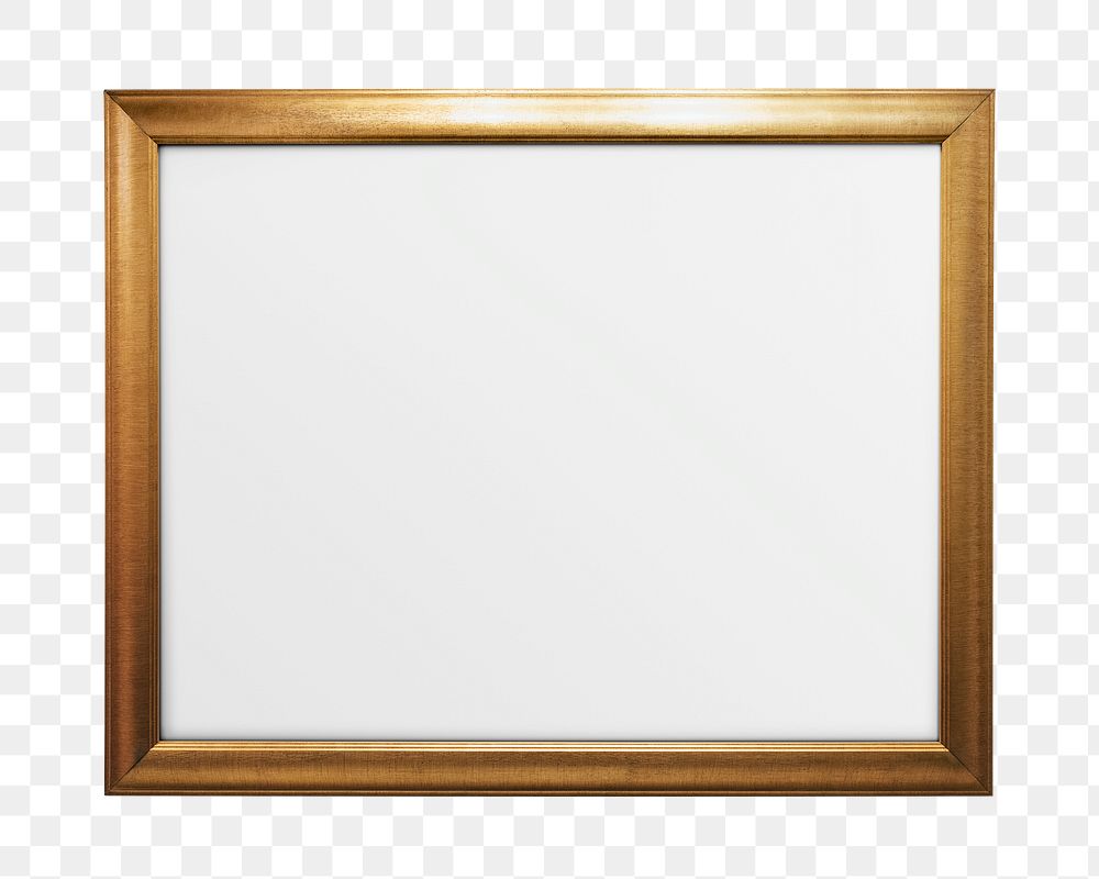 Gold picture frame  png sticker, transparent background