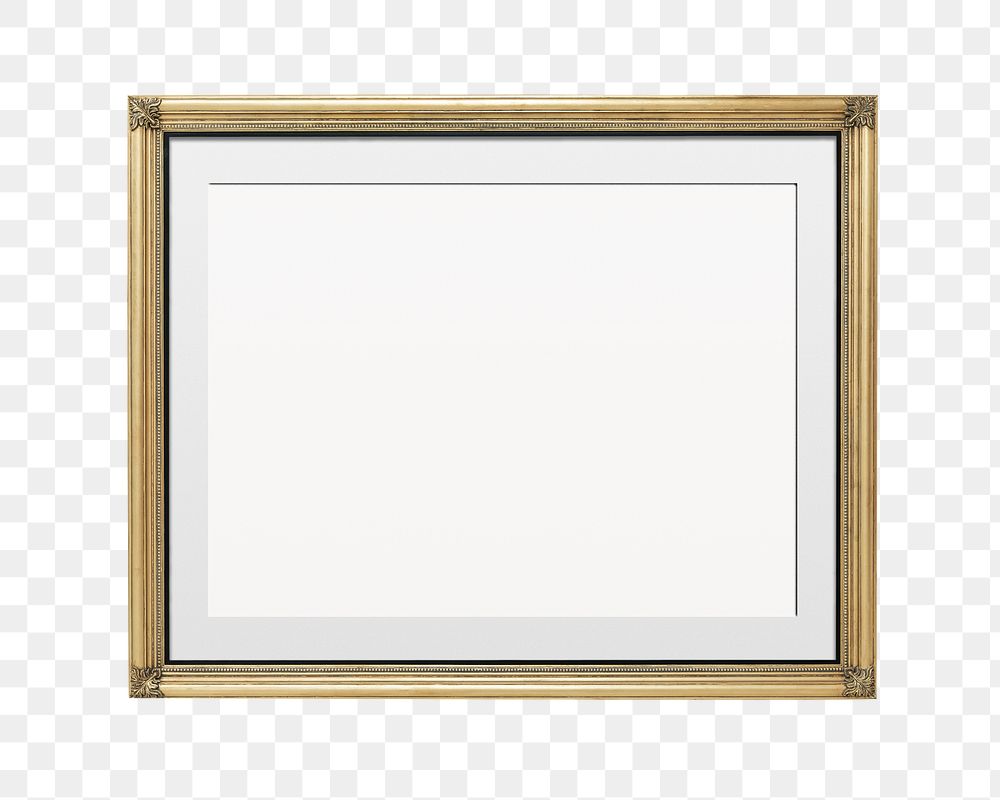 Png gold luxury frame sticker, transparent background