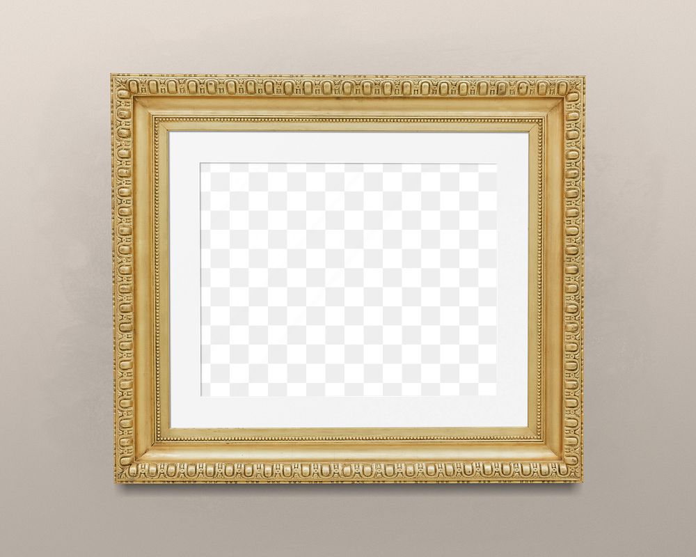 Vintage gold  frame  png mockup, transparent design