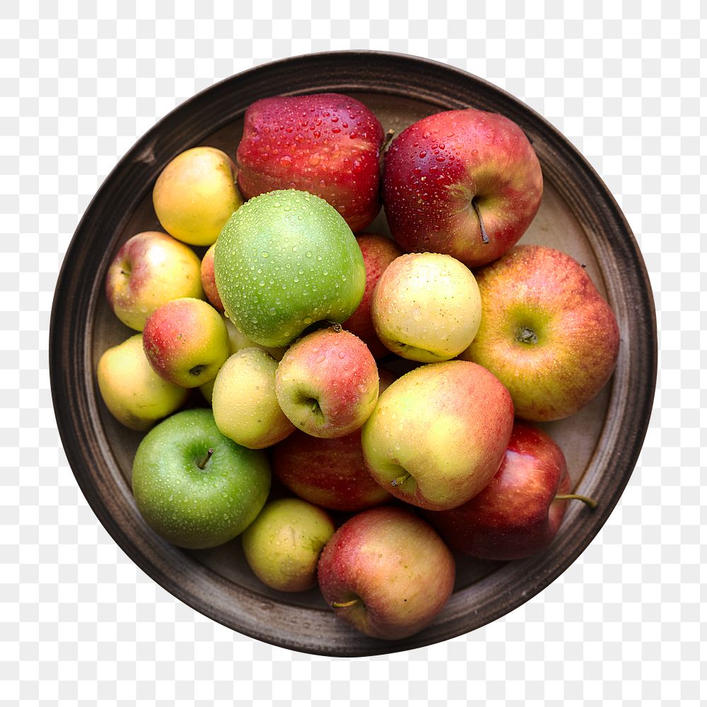 PNG apples in a bowl in transparent background