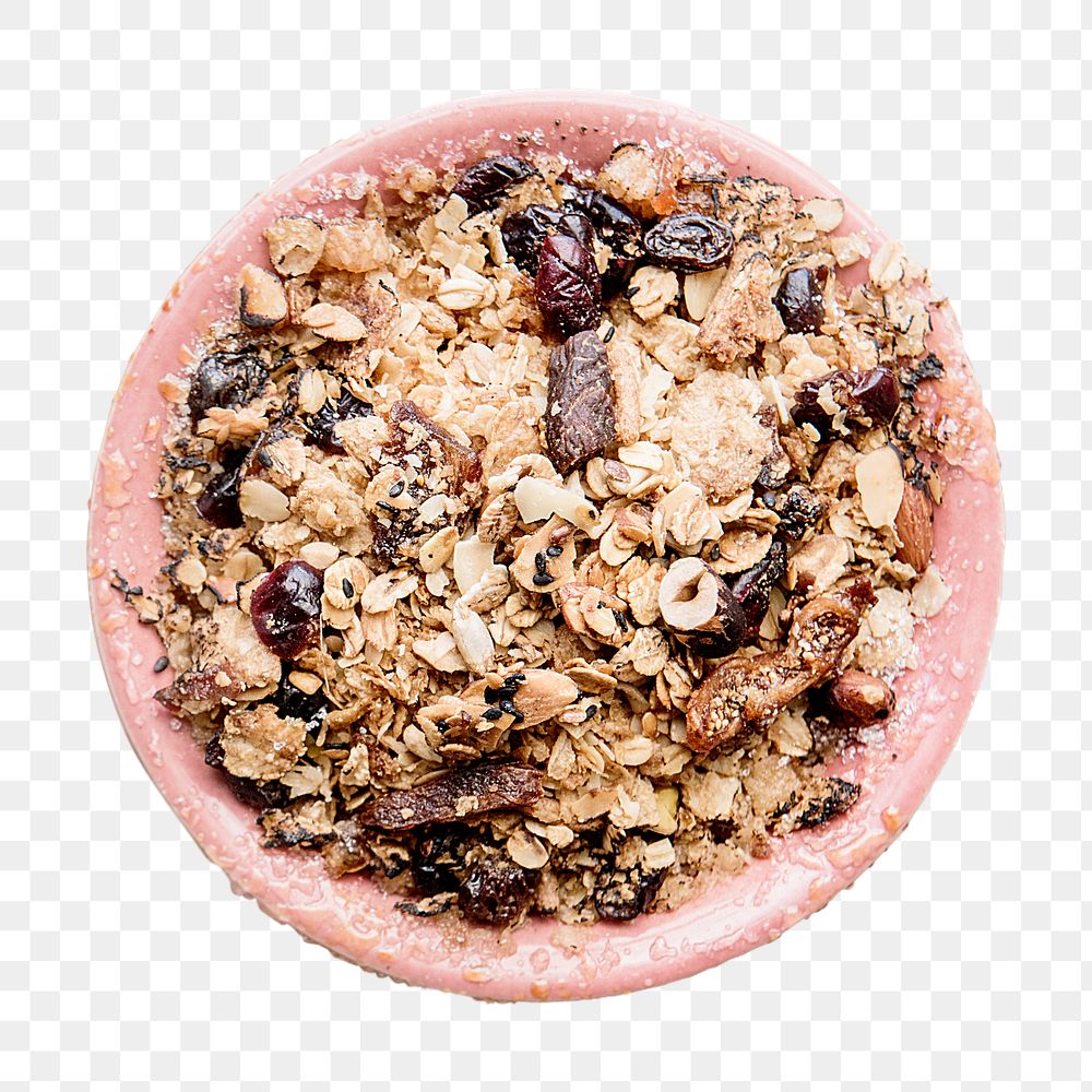 PNG granola bowl, healthy snack food in transparent background